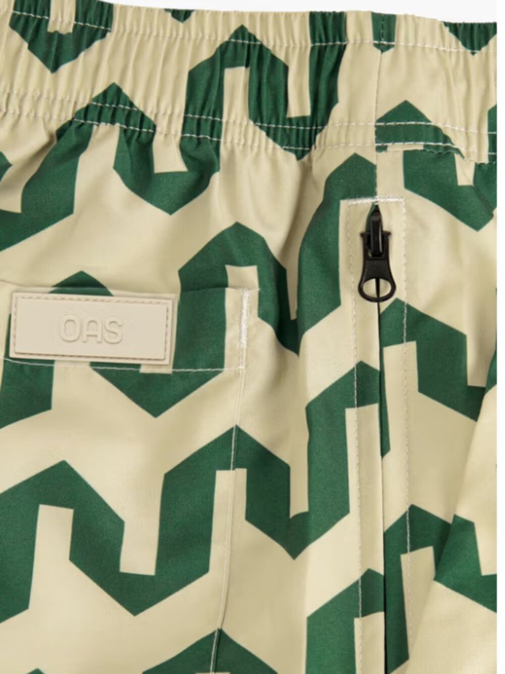 OAS Men’s M Green Beige Geometric Swim Shorts Trunks - Picture 2 of 9